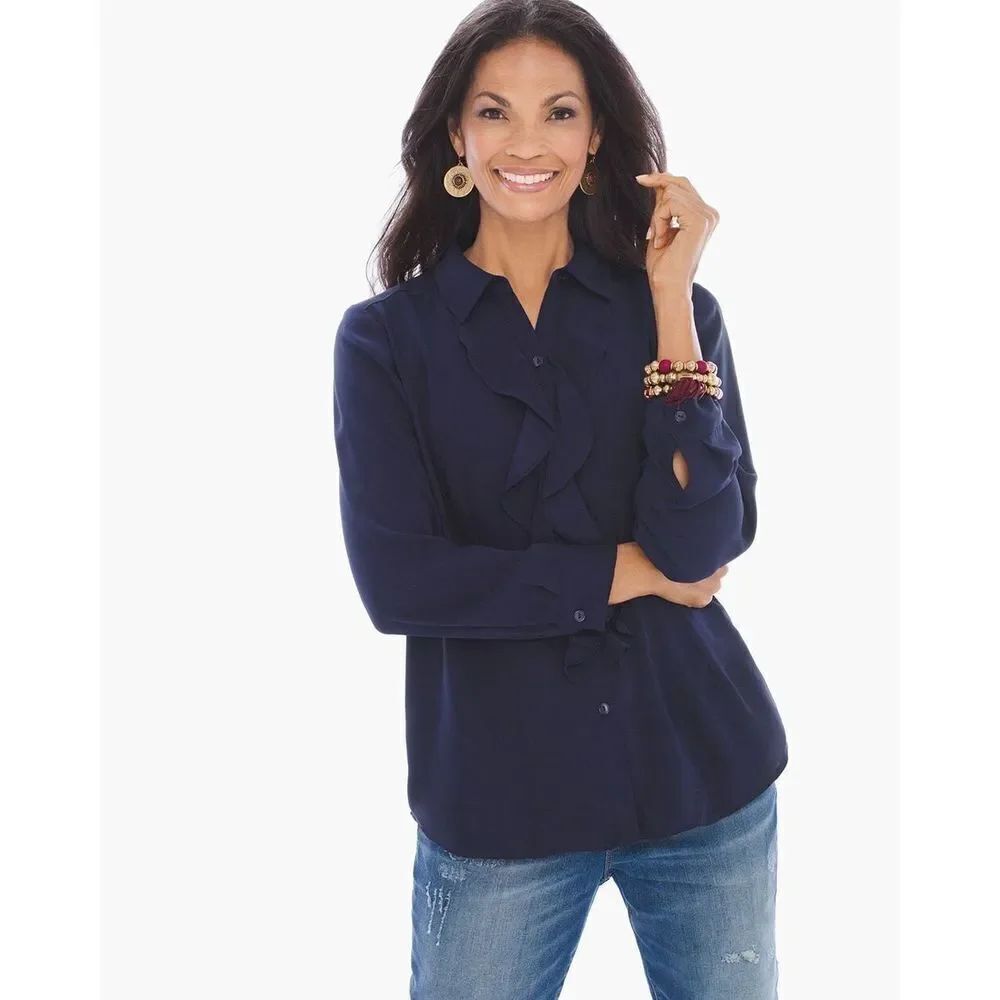 ✨Chicos Ruffle-Front Sz 0 Shirt✨